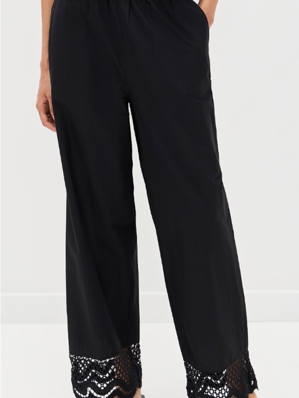 Rails Black Cropped Lace-Hem Pants